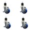 Service Caster 3.5'' SS Blue Poly Swivel 1-7/8'' Expanding Stem Caster Set with Brake, 4PK SCC-SSEX20S3514-PPUB-BLUE-TLB-178-4 - alternate 1